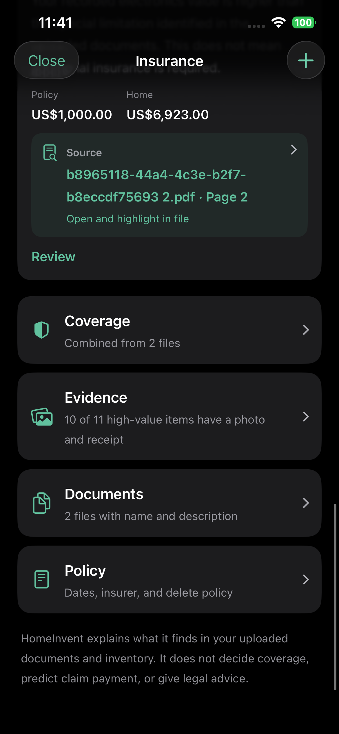 Insurance destinations for Coverage, Evidence, Documents, and Policy